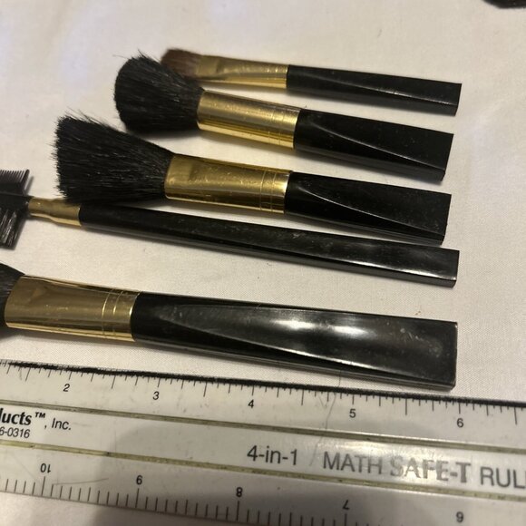 Cosmetic Makeup Brush Set of 5 Long Assorted Size Black Handles W/gold New - Picture 5 of 8